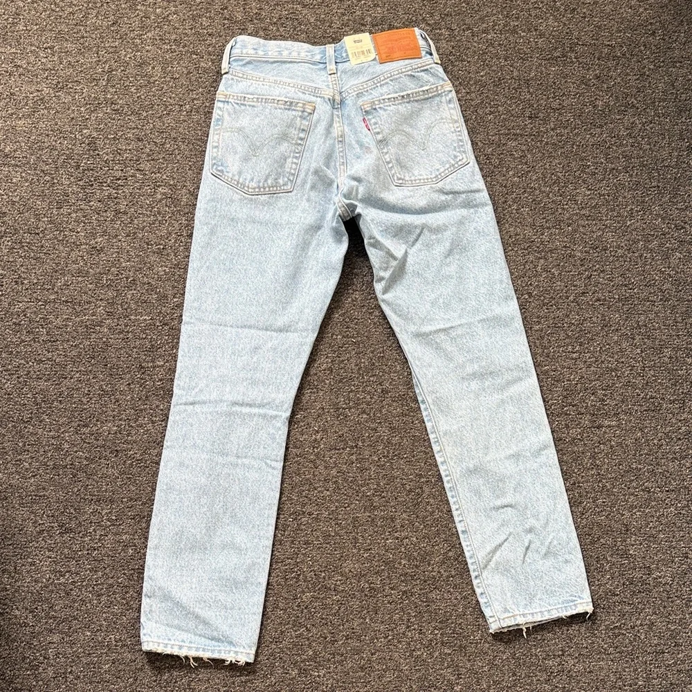 Levi's Light Blue Distressed Straight Leg Jeans - Picture 2 of 3